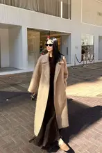 ZHOUMIAO 山羊绒フード付きH型コート【柔らかい毛羽立ち・冬用・レディース】