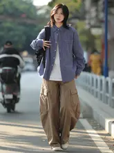 レトロチェック柄シャツ【カジュアル・ワイドフィット・ポケット付き・男女兼用】