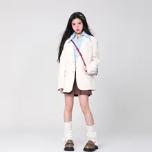 小柄女性向けナチュラルカラーのジャケット【フィット・クリームホワイト】