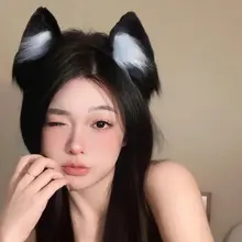 黒い猫耳付きヘアバンド【コスプレ用・可愛いプラッシュ・イベント用】