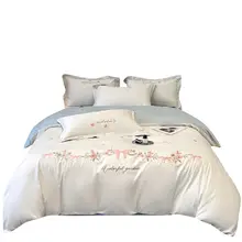 160本糸使用の純綿4点セット掛け布団カバー【全棉・ロングパイル・ベッドシーツ付き】