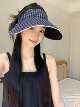 チェック柄の広ブリム防紫外線ハット【通気性抜群・夏用・アウトドア・おしゃれ】