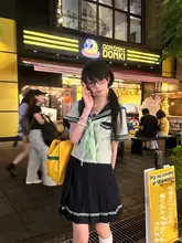 JK制服の薄荷風中間服【セーラーシャツ・百褶スカート・夏用】（セットアップ対応）
