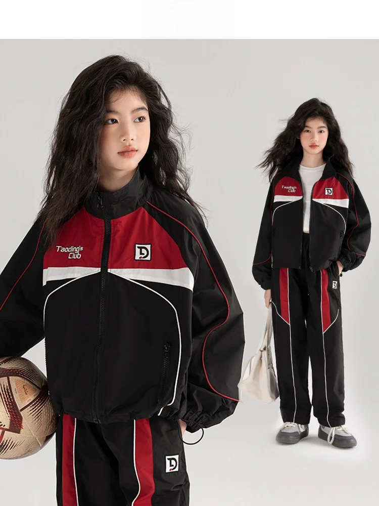 女の子用 スポーツウェア 秋新作：おしゃれなバイカースタイルのカラーコンビネーションを実現