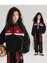 女の子用 スポーツウェア 秋新作【おしゃれなバイカースタイル・カラーコンビネーション】（セットアップ対応）