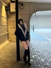 レディース アメリカンヴィンテージ風フード付きコート【ブラック・毛皮付き・冬用・厚手】