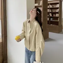 ラウンドネックのゆったりしたレザージャケット【女性用・上品で多用途・ショート丈】（ セットアップ対応）