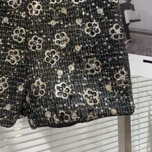 ツイード風 ビジュー付きショートジャケット【ノースリーブ・ショートパンツ・セットアップ対応】