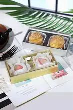 2格 お菓子包装ボックス【優れた耐水性・ベーカリー用・スクエア型・プラスチック製・ケーキやお団子用】