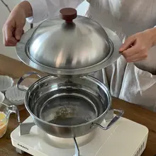 304食品対応のステンレススチール蒸し器【ハンドル付き・多機能・厚手・蓋付き】