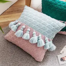 可愛いインスタ風レトロニットクッションカバー【リビング・ソファ・寝室用・飾り 付き】（セットアップ対応）