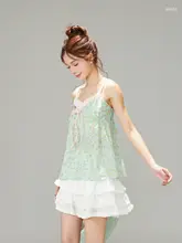 フラワープリントのキャミソールタンクトップ【夏用・ノースリーブ・甘美なデザイン】（セットアップ対応）