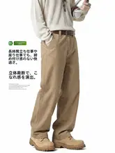 コットン製 メンズ工装パンツ【夏用・カジュアル・ストレート・カーキ】