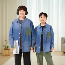柔らかいデニムシャツ【春秋用・男児用・大きいサイズ・カジュアル外套】