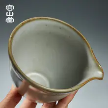 古風なデザインの大きな彩色茶器【公道杯・分茶器・茶漏れ架付き】
