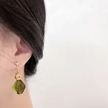 手作り琉璃を嵌め込んだ優雅な中国風ピアス【金メッキ・イヤリング】