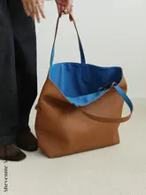大容量トートバッグ【本革・バイカラー・ショッピング・肩掛け対応】