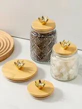 密閉式竹製蓋付き大口径ガラス瓶【厚手・茶葉保存用・ゴムリング付き】