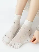 五本指ソックス【超薄型・通気性・ドット柄・ショート丈・女性用】