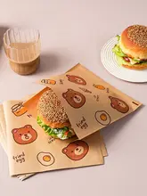 使い捨てハンバーガー包装紙袋【防油・サンドイッチ・家庭用・朝食用】