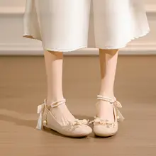 内増高ハイヒール【細かいラメ・シャンパンカラー・パールフラワー・ラウンドトゥ・マリジェンヌ】