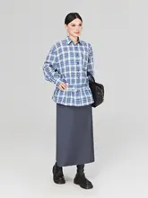 大きいサイズのブルーチェック柄シャツ【ゆったりとしたデザイン・長袖・スタイル】