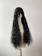 黒色高温丝素材の超ロングカールウィッグ【微巻き前髪デザイン・フルヘッド用】