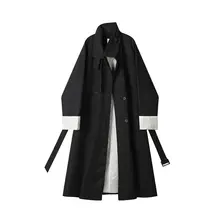 トレンチコート レディース ヴィンテージ 上品 ミディ丈 ブラック 秋「XinmonLee」