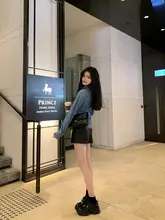 春用クールガールミニスカート【合成革・Aライン・ハイウエスト】