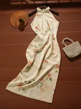 華やかな花柄の夏用薄手チャイナドレス【エレガント・日常着・新中式】