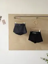 女性用高腰デザインのAラインスカートパンツ【カジュアル・トレンド・ルーズフィット】（セットアップ対応）