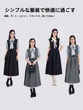 ブラックノースリーブワンピース【夏用・通勤・ビジネスシーン対応・教師面接ボトム】（セットアップ対応）