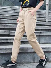 カーキ レディース 秋春用 ワークパンツ【カジュアル・束脚・大きいサイズ・九分丈】