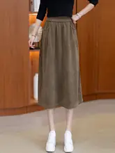 春秋用 大きいサイズのハイウエスト Aラインスカート【梨形体型にフィット・した着心地】