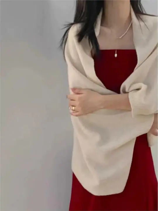 純羊毛カーディガン【秋冬用・ゆったりシルエット・フリンジデザイン】（セットアップ対応）