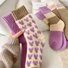 羊毛厚手レディース中筒ソックス【保温・秋冬用・快適睡眠】