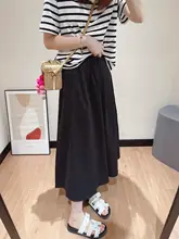 夏用 白色のAラインスカート【柔らかくてシワになりにくい・ウエストゴム・黒白無地・中丈】