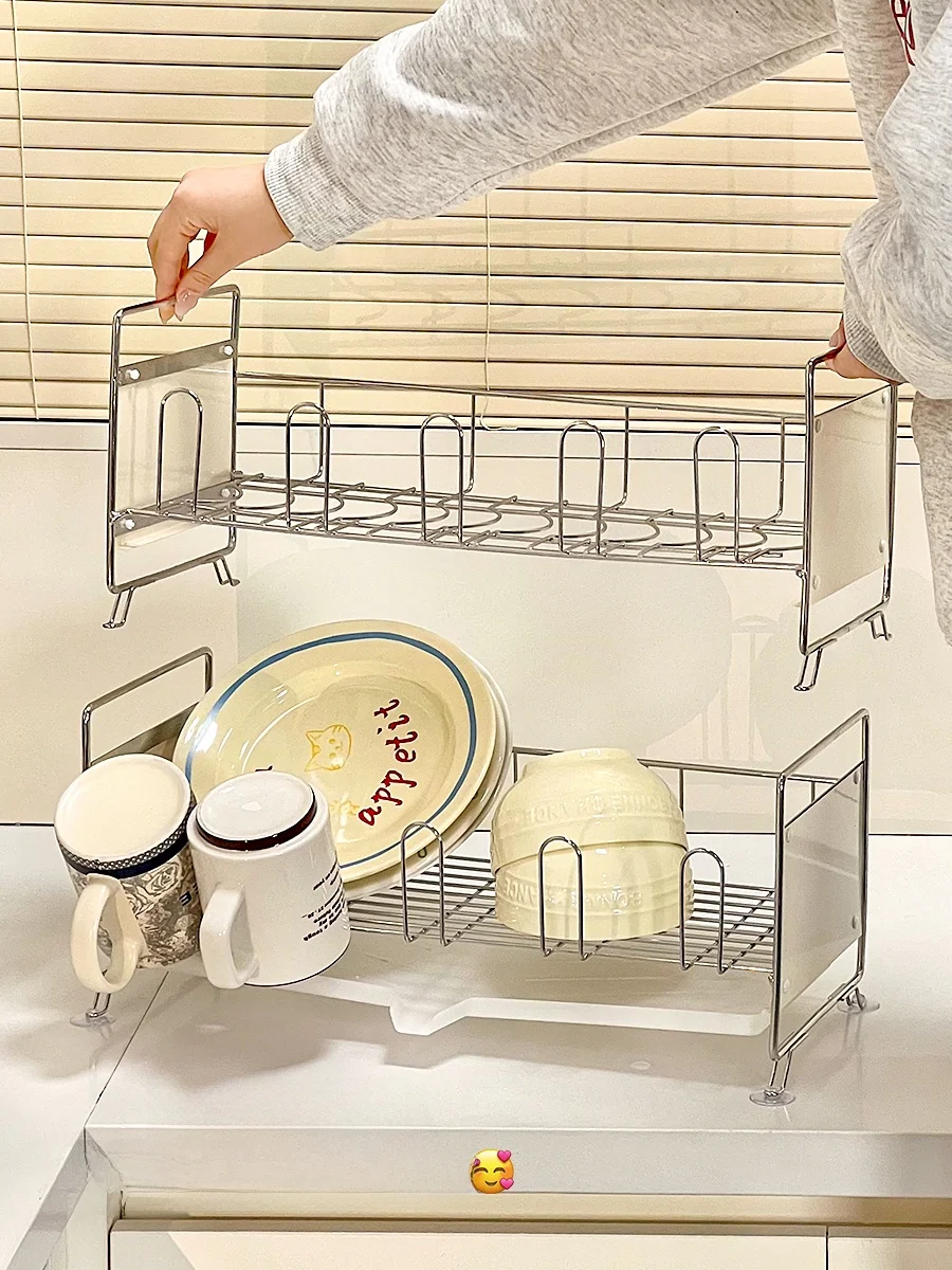 キッチン用ステンレス製食器収納ラック：引き出しに収納する食器の整理を実現
