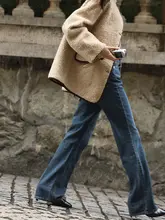 moofeel フェミニンヴィンテージ風マーメイドデニムパンツ【スリムフィット・ロング丈・女性用】