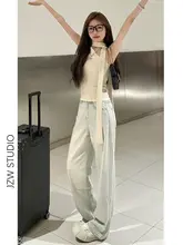 ハイウエストワイドレッグデニムパンツ【女性用・フィット・カジュアルデザイン】