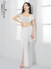 優雅なデザインのベリーダンス衣装【花柄・スリット入りワイドパンツ・練習用】