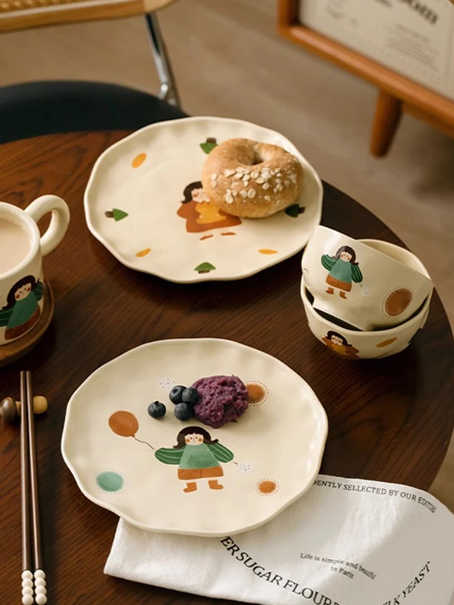 かわいい和風陶器の茶碗と箸：家庭用ギフトに最適なデザインと機能のバランス