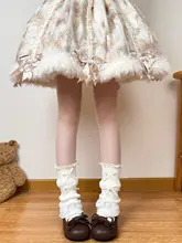 ロリータ風 花柄レッグウォーマー【春秋用・極上の柔らかさ・フリル付き】（セットアップ対応）