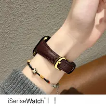 iWatch適対応レディースレザーバンド【フィッシュ卵風デザイン・秋冬用・高級感あり・41mm対応】