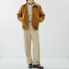 焦糖色のスエード風厚手ジャケット【フレンチスタイル・レトロデザイン】