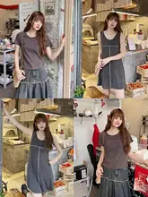 DADATATA レディース 夏用 正肩 短袖 Tシャツワンピース【大きいサイズ・セパレートセット】