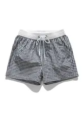 夏用 軽量アイスシルク速乾ショートパンツ【男女兼用・通気性・カジュアル・チェック柄】（セットアップ対応）