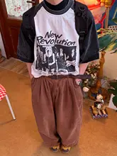 アメリカンヴィンテージ風 ラグラン袖半袖Tシャツ【ユニセックス・ゆったりしたフィット・ロックバンドプリント】