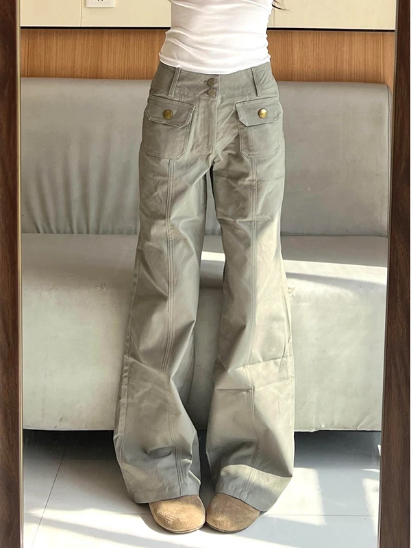 骨格ストレート フレアパンツ おすすめの選択肢：グレーのスリムフィット レディースフレアパンツ