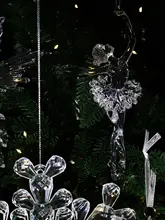 クリスタル感アクリル製の立体的な大雪片バレリーナクリスマスツリー装飾用オーナメント